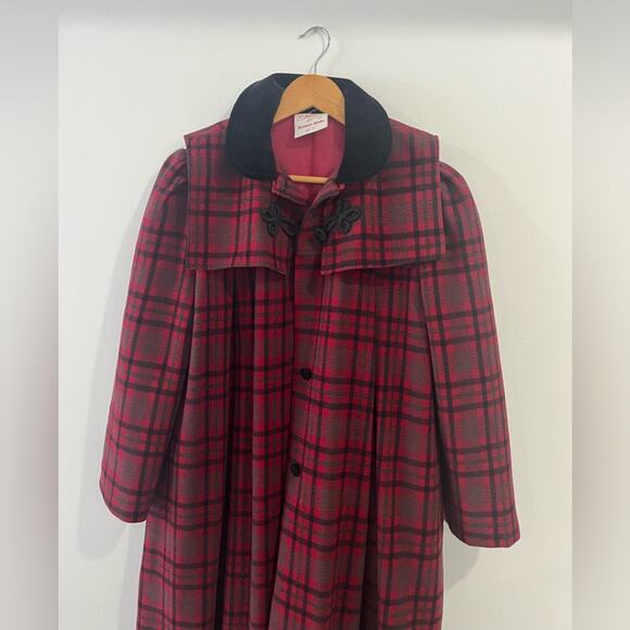 Girls Wool Quilted Long Plaid Jacket 12 Preppy - Picture 6 of 7